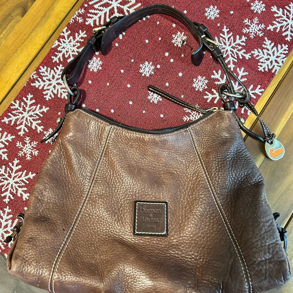 Dooney & Bourke Rich Brown Leather Shoulder Bag - Picture 2 of 9